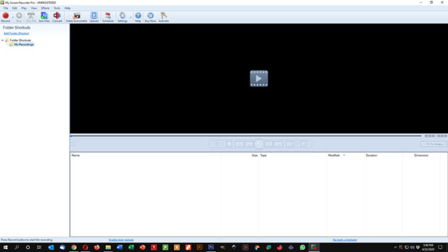 My Screen Recorder Pro Start Screen