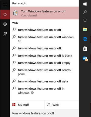 Turn Windows Feature On or Off on PC