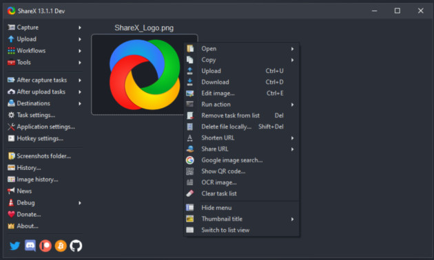 Sharex - Windows 10 Free Screenshot Software