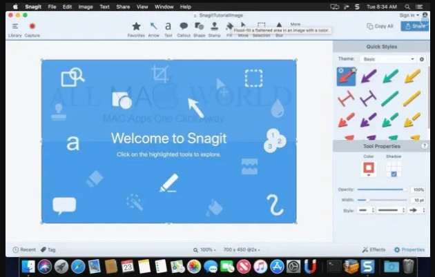 Snagit screen capturing tool interface