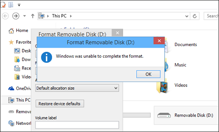 Windows Was Unable To Complete The Format