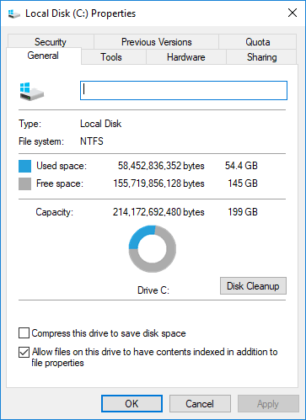 Running Disk Cleanup on PC